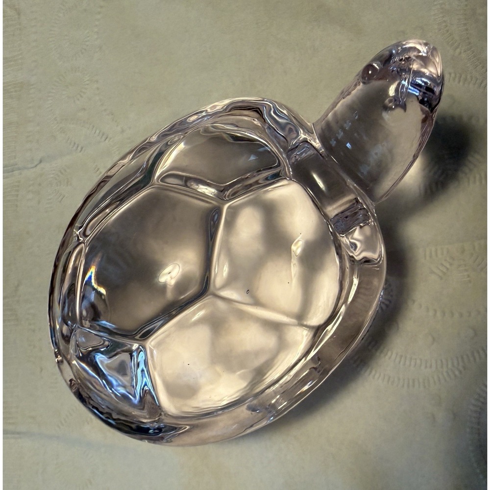 Vintage Light Pink Glass Turtle Figurine Paperweight